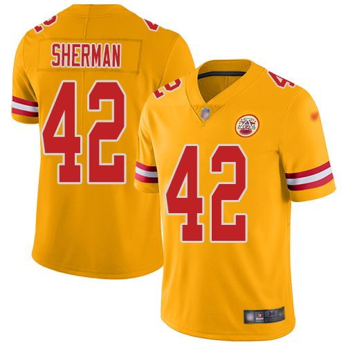 Men Kansas City Chiefs #42 Sherman Anthony Limited Gold Inverted Legend Nike NFL Jersey